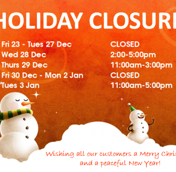 Christmas Holiday Closure