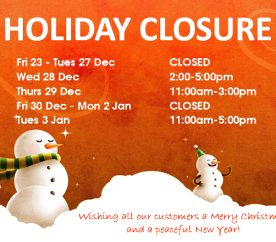 Christmas Holiday Closure